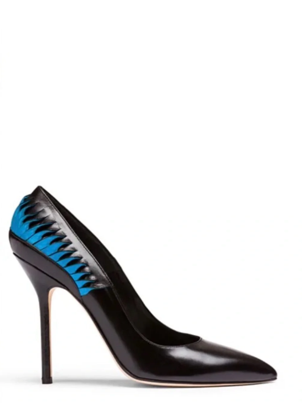 ALEXIS ISABEL Handmade in Italy Max Pumps Leather Blue Flames Feathers Size 37